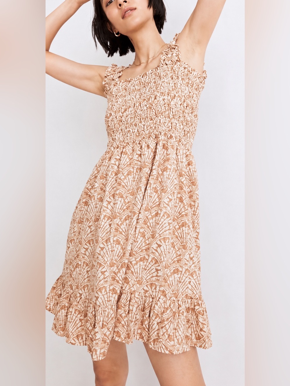 Madewell Lucie linen blend smocked dress, large - Picture 1 of 8